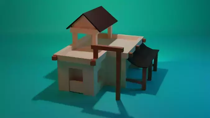 Build house with roof 3D model