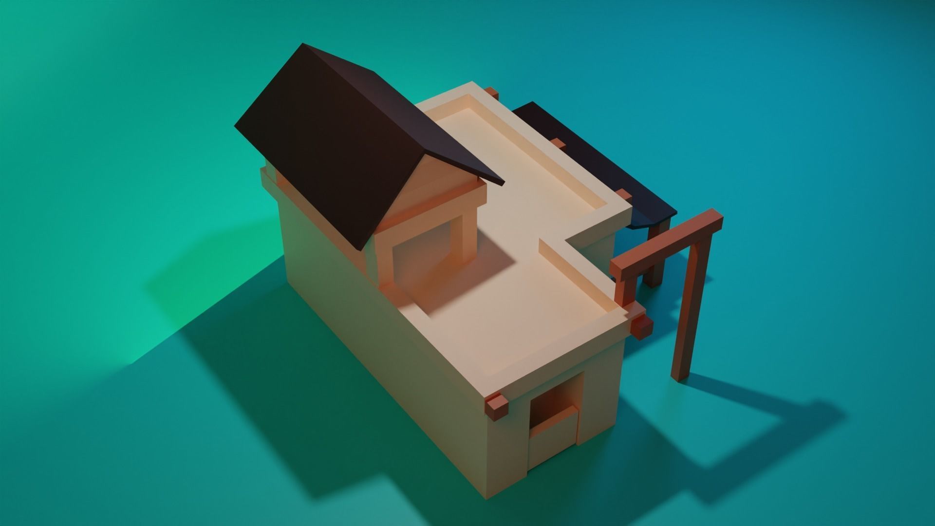 Build house with roof 3D model_1