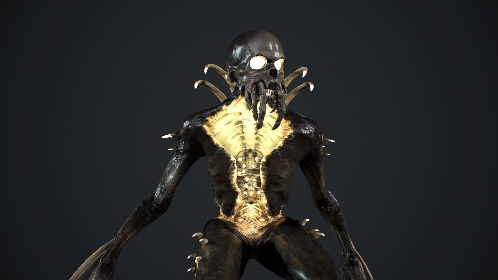 NecroMonster undead creature Low-poly 3D model_13