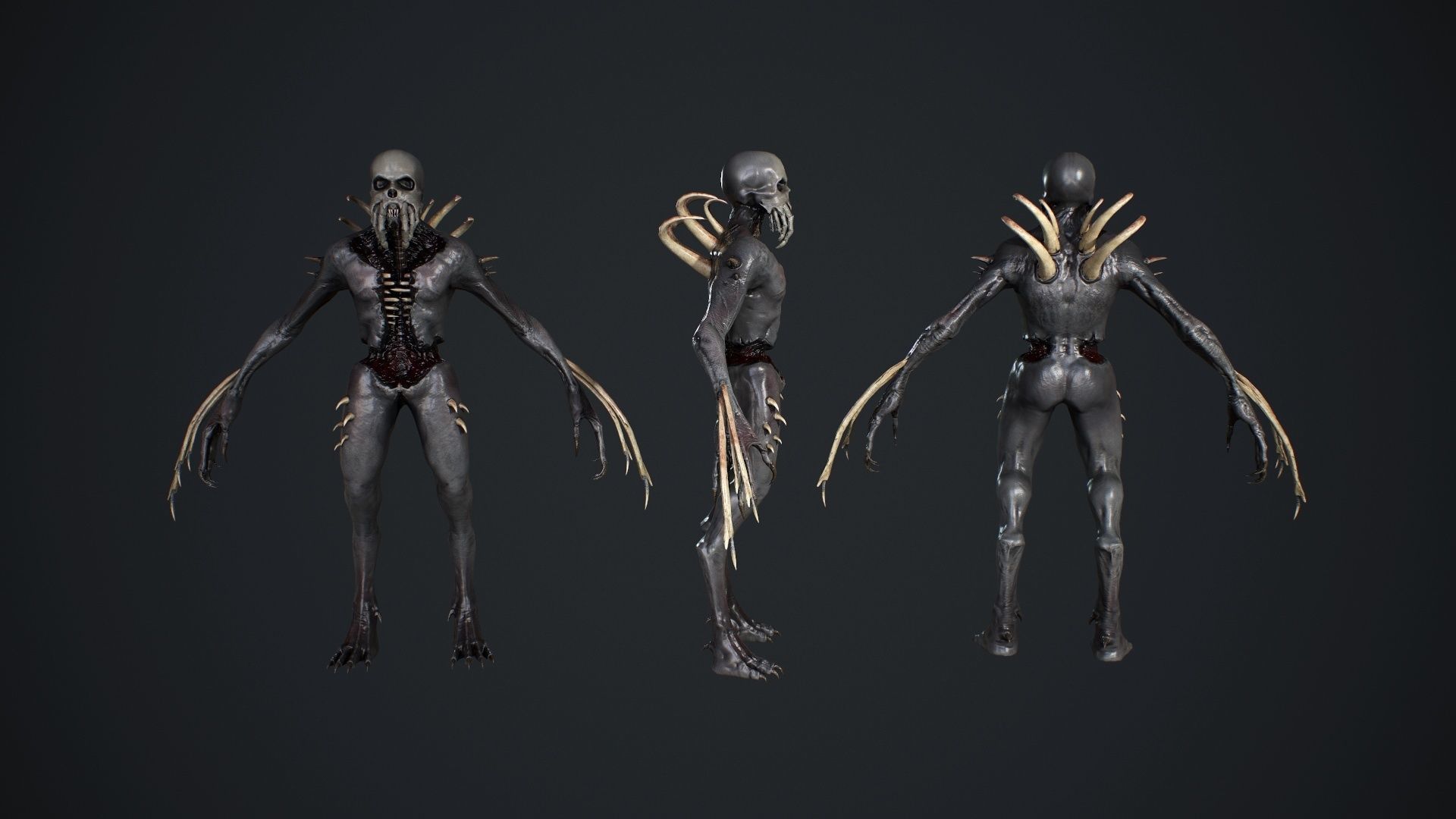 NecroMonster undead creature Low-poly 3D model_6