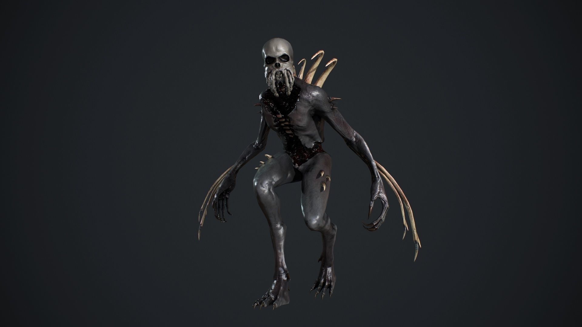 NecroMonster undead creature Low-poly 3D model_17