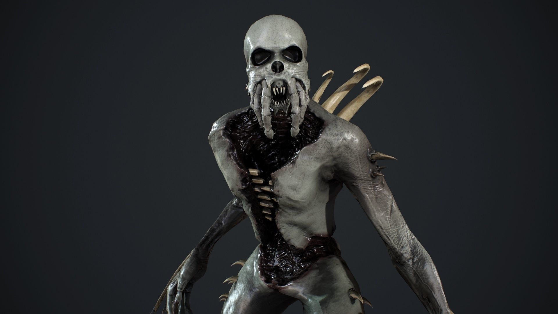 NecroMonster undead creature Low-poly 3D model_4