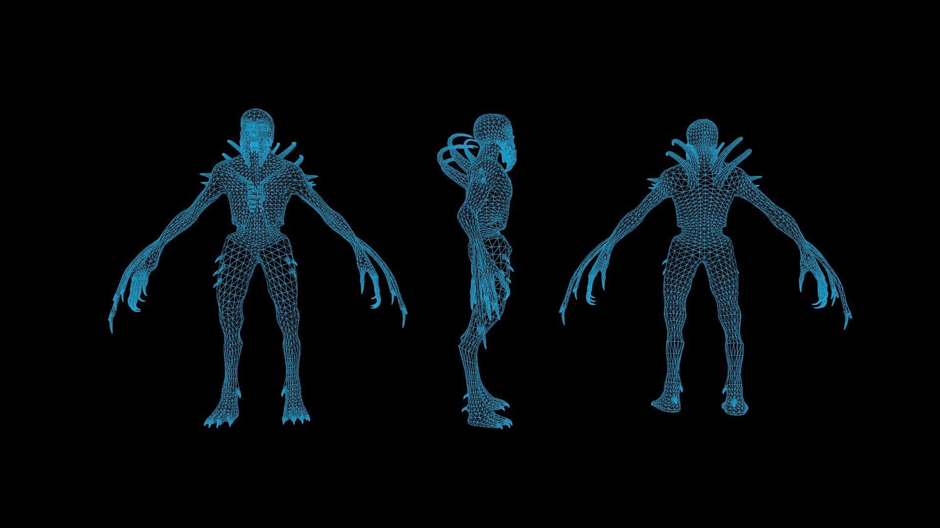 NecroMonster undead creature Low-poly 3D model_8
