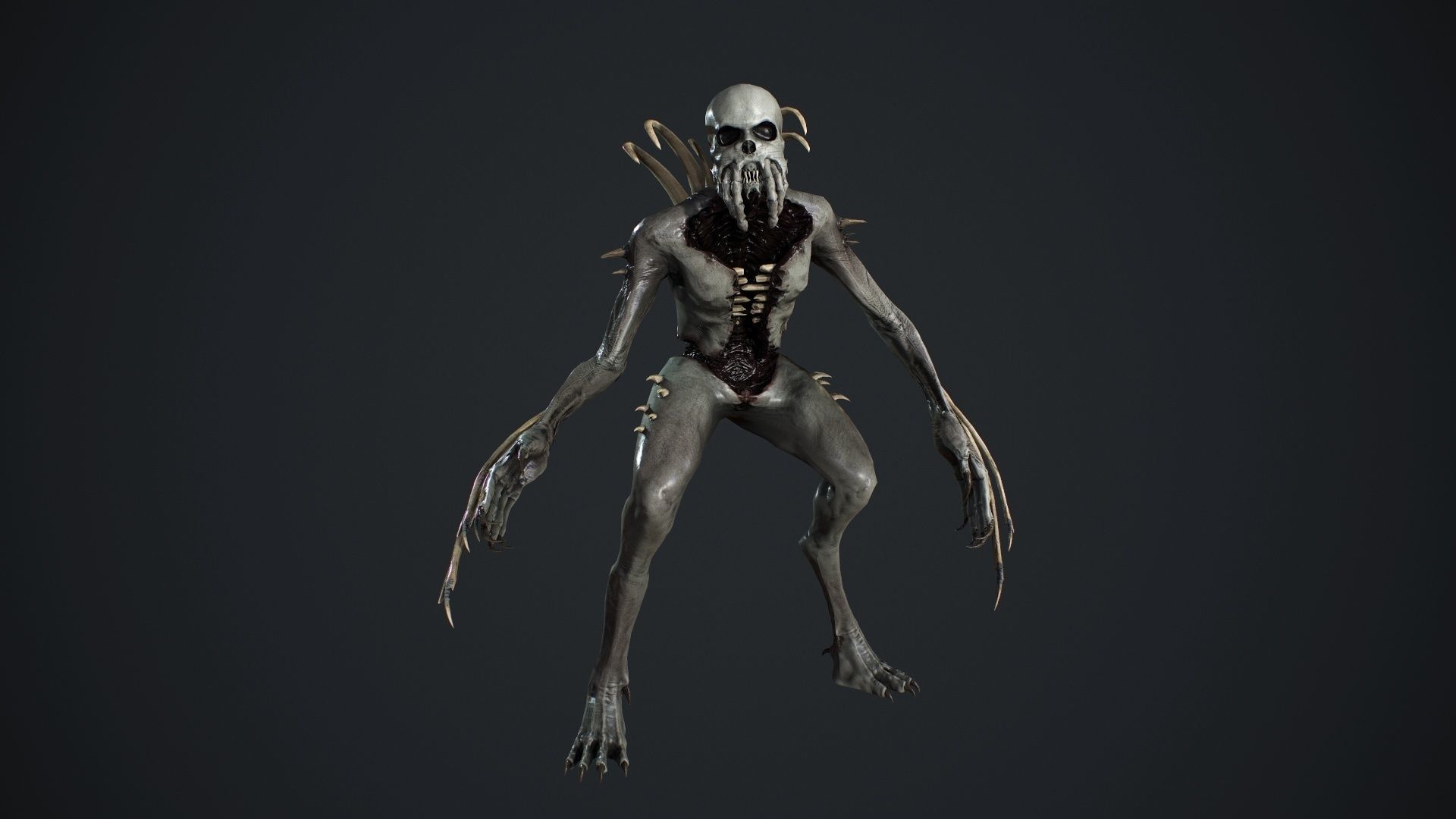 NecroMonster undead creature Low-poly 3D model_9