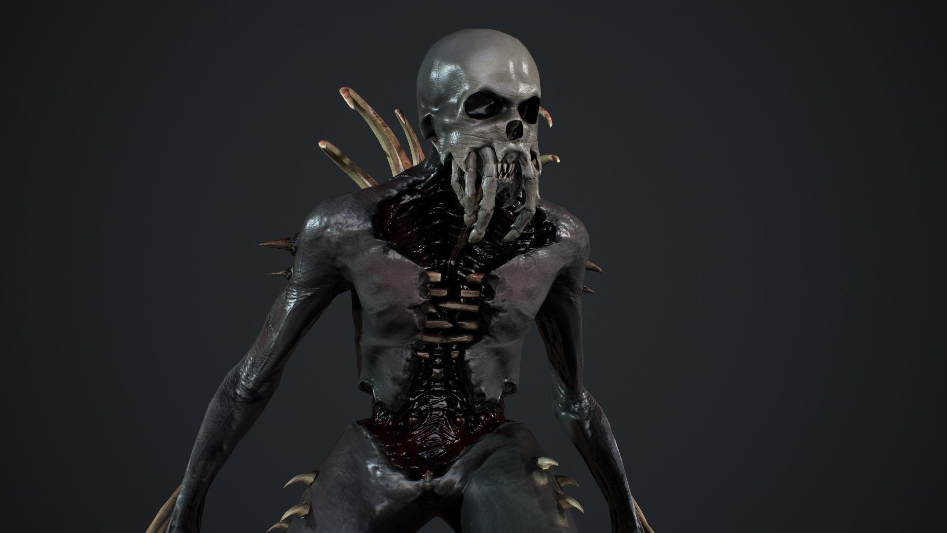 NecroMonster undead creature Low-poly 3D model_21