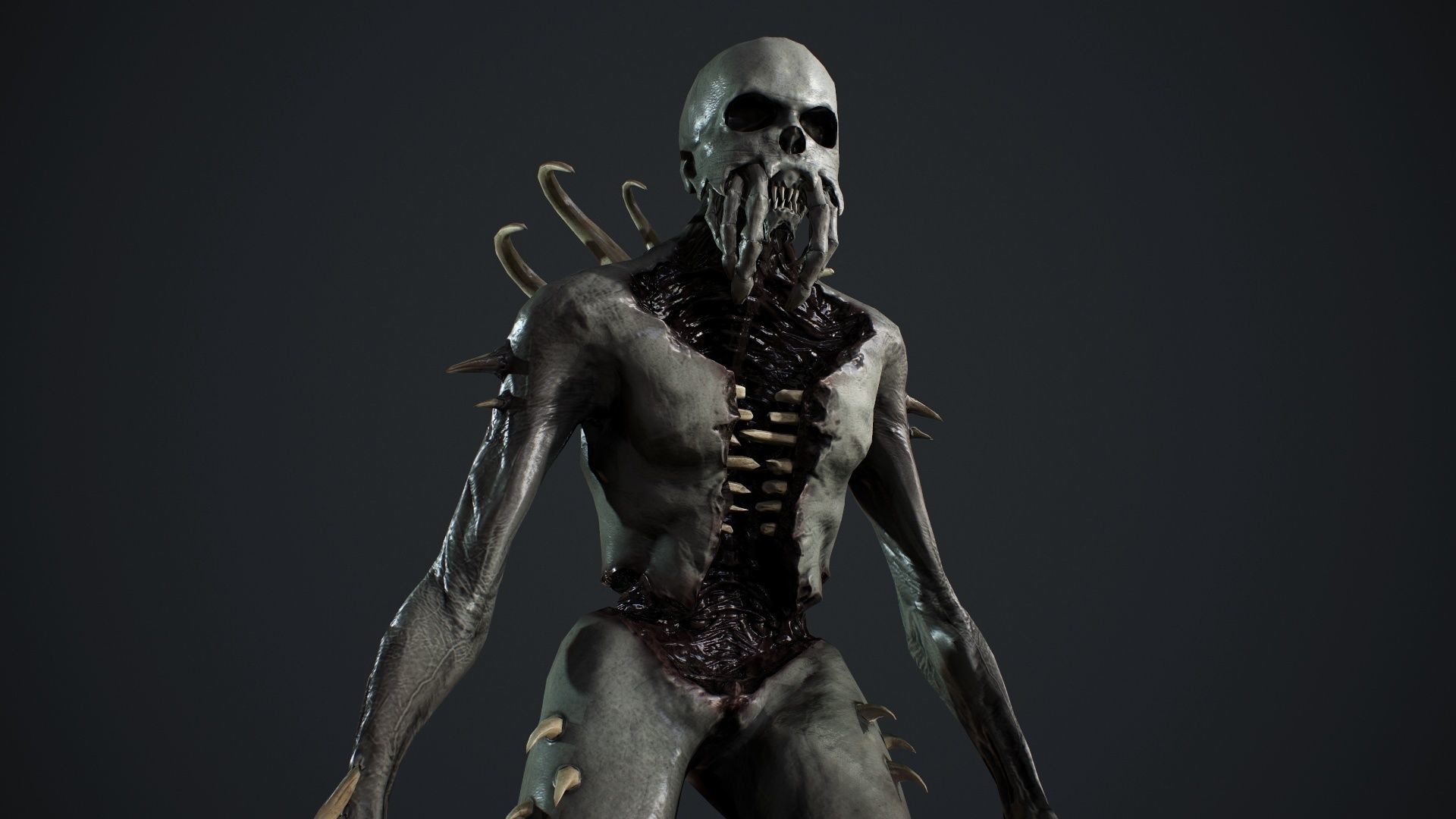 NecroMonster undead creature Low-poly 3D model_10