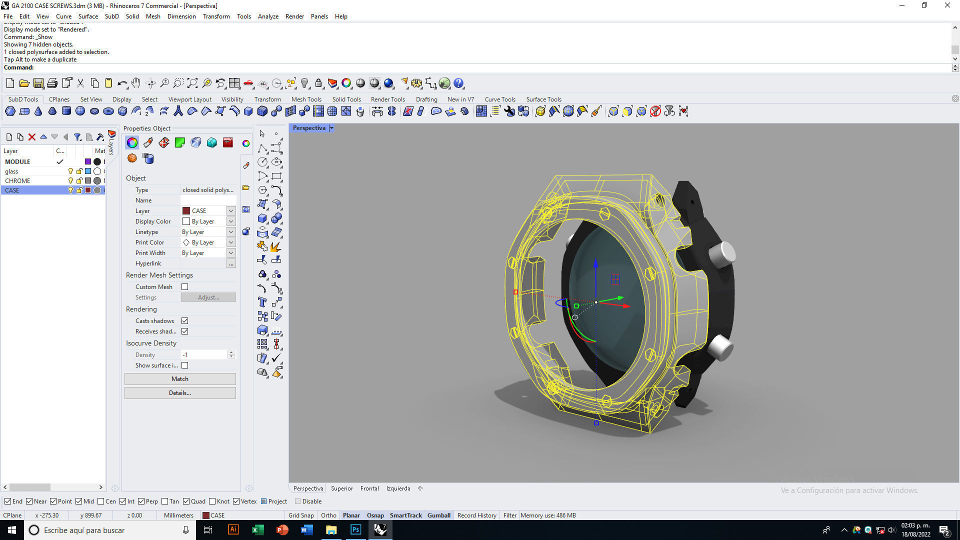 Watch Case with Screws for CASIO GA-2100 3D print model_13