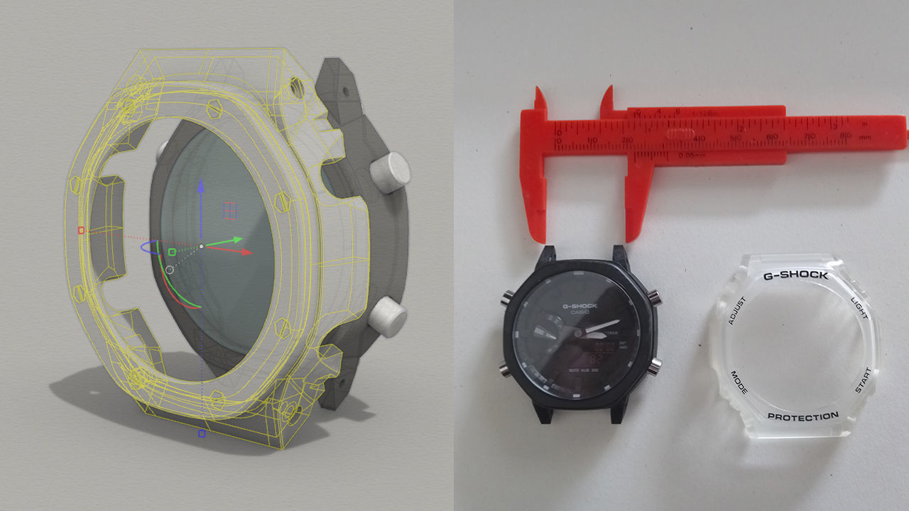 Watch Case with Screws for CASIO GA-2100 3D print model_1