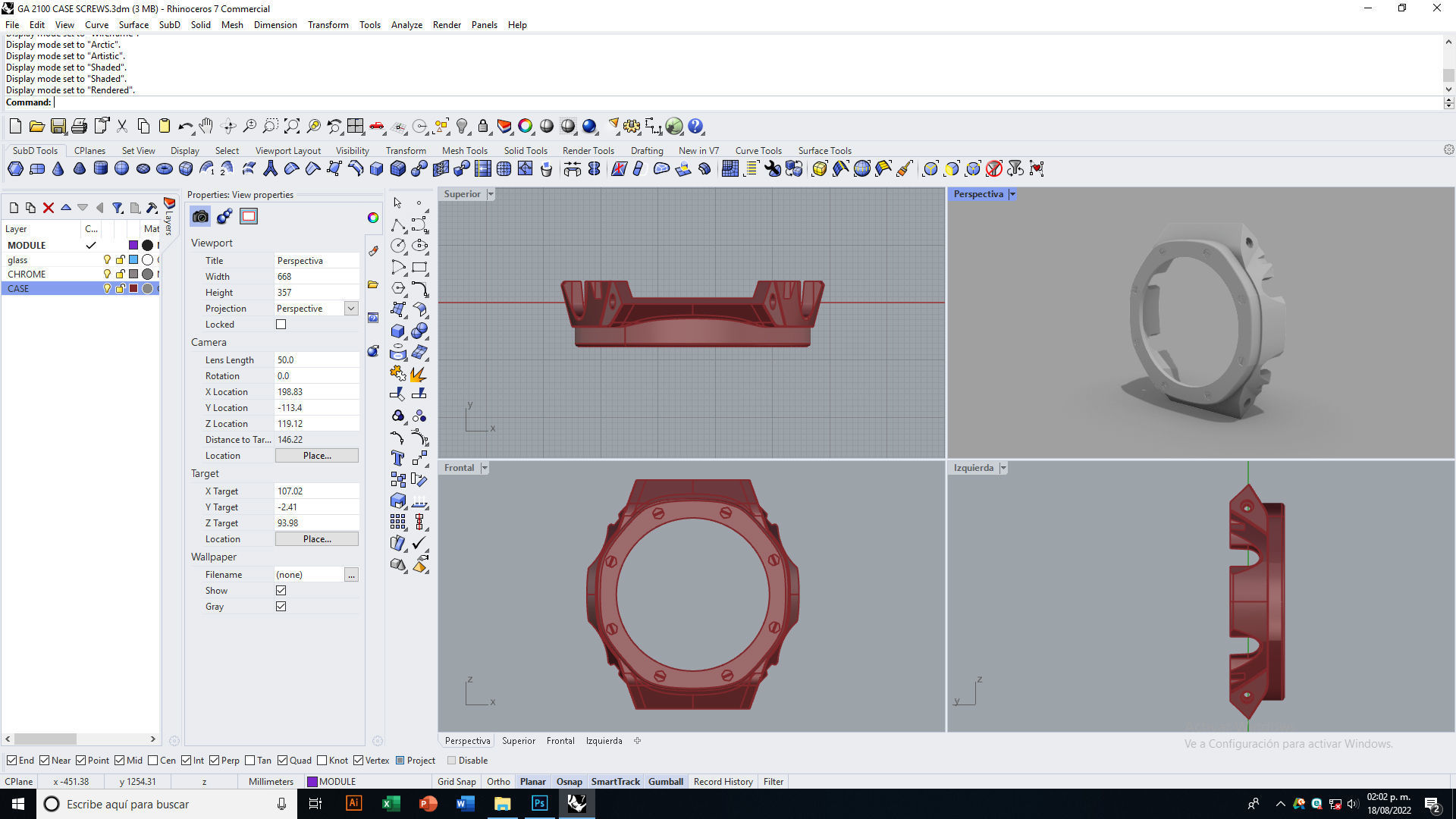 Watch Case with Screws for CASIO GA-2100 3D print model_12