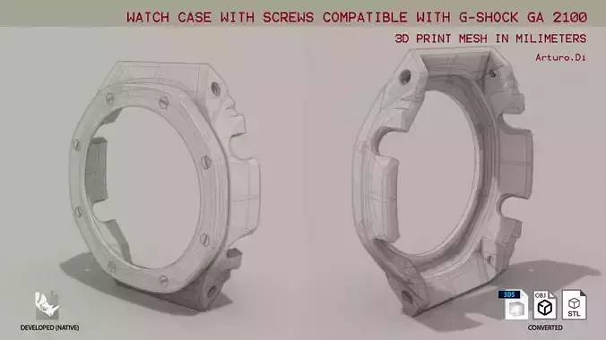 Watch Case with Screws for CASIO GA-2100 3D print model