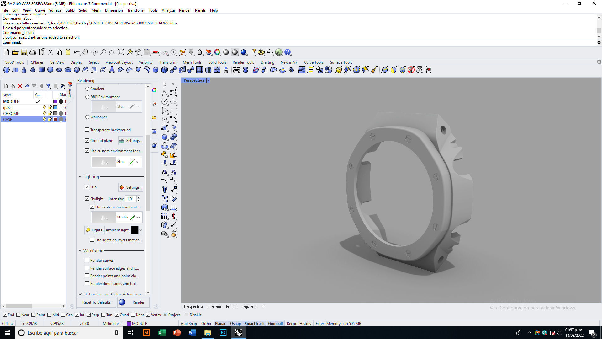 Watch Case with Screws for CASIO GA-2100 3D print model_6