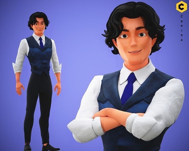 Stylized Cartoon Boy Tony Character Rigged Low-poly 3D model