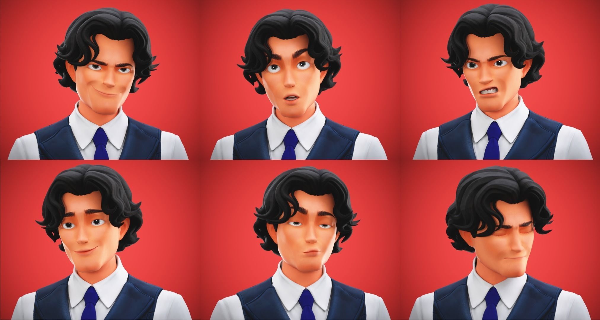 Stylized Cartoon Boy Tony Character Rigged Low-poly 3D model_2