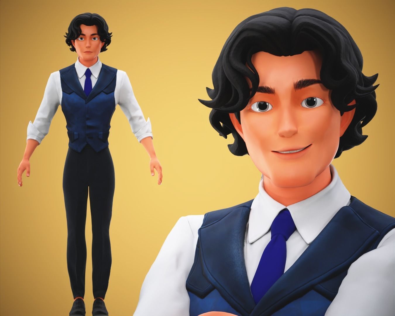 Stylized Cartoon Boy Tony Character Rigged Low-poly 3D model_1