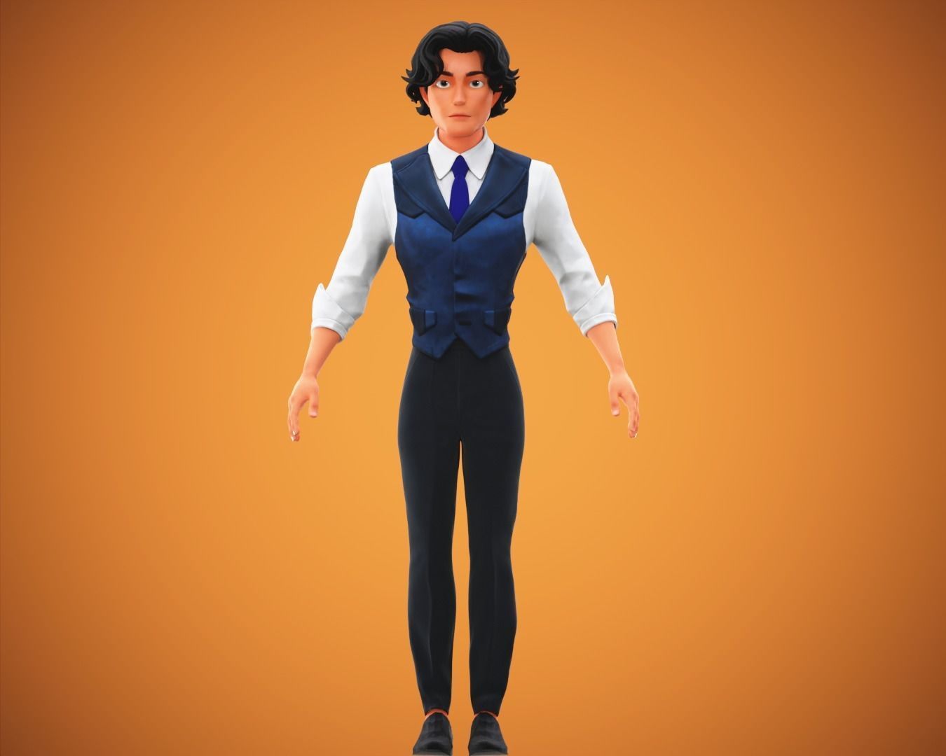 Stylized Cartoon Boy Tony Character Rigged Low-poly 3D model_5