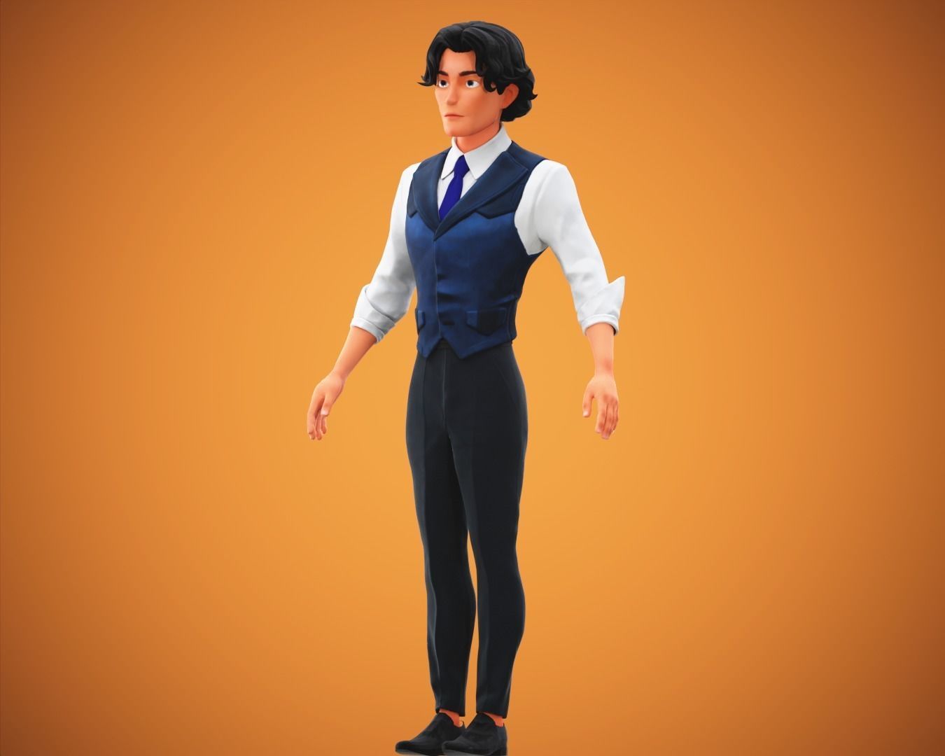 Stylized Cartoon Boy Tony Character Rigged Low-poly 3D model_6