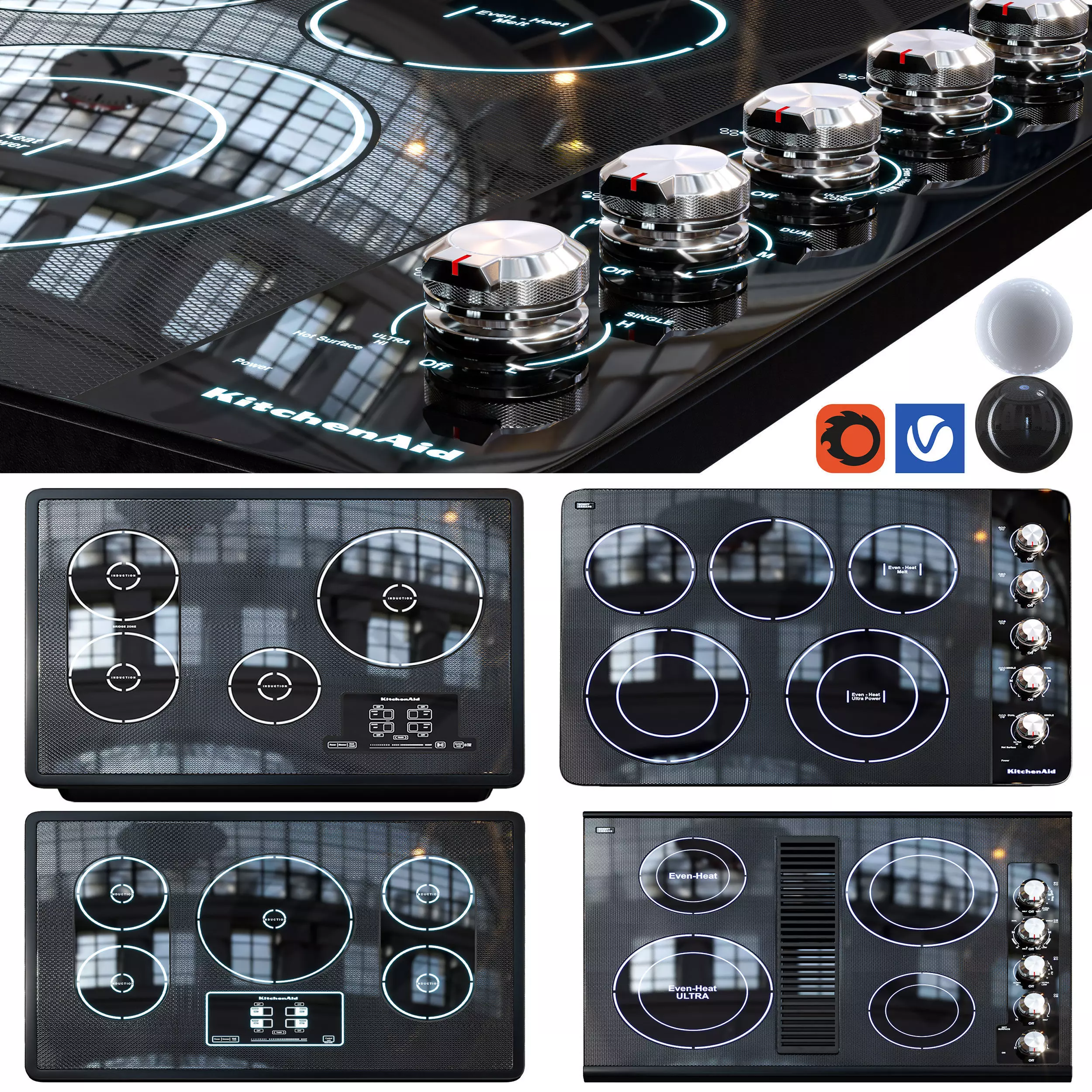 kitchenaid Induction Cooktop 3D model_0
