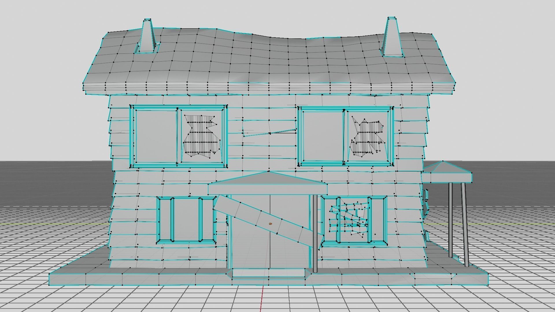 Low-poly Abandoned House  Low-poly 3D model_6
