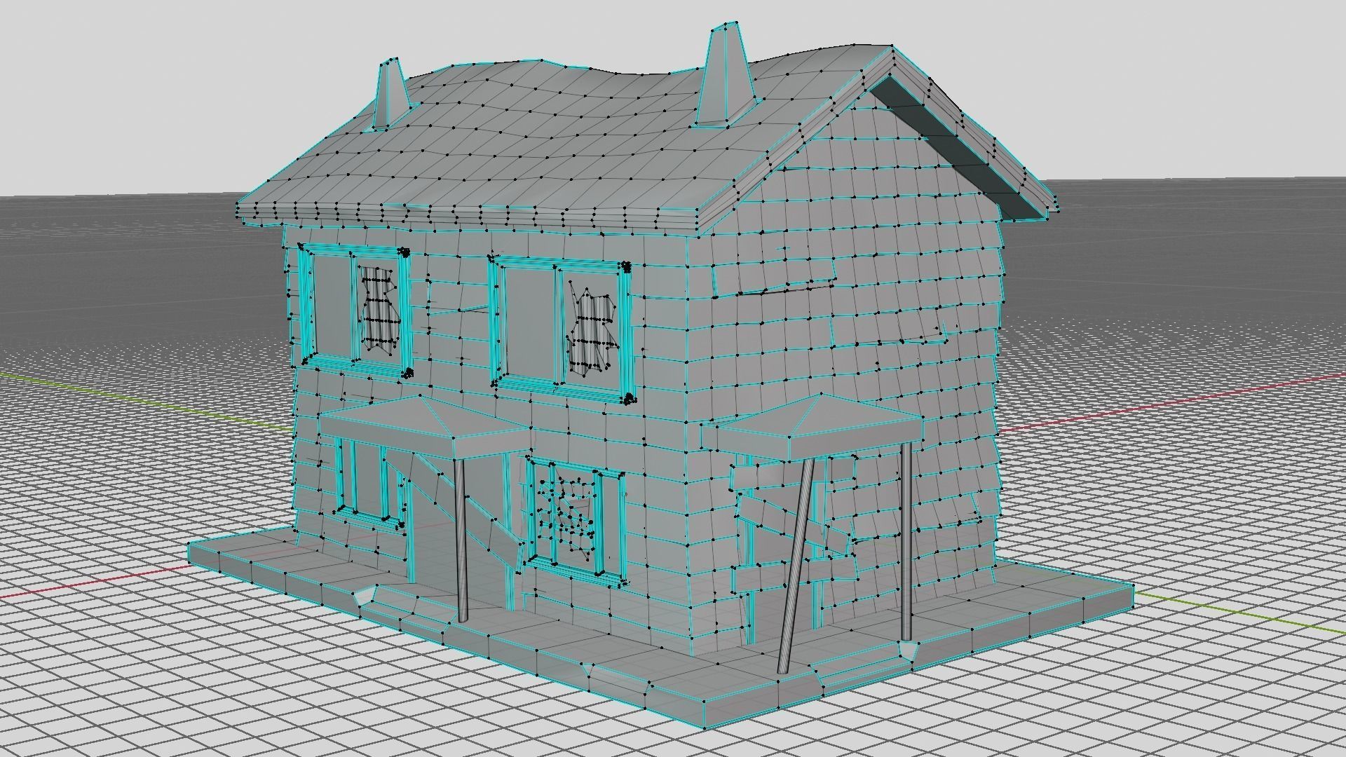 Low-poly Abandoned House  Low-poly 3D model_4