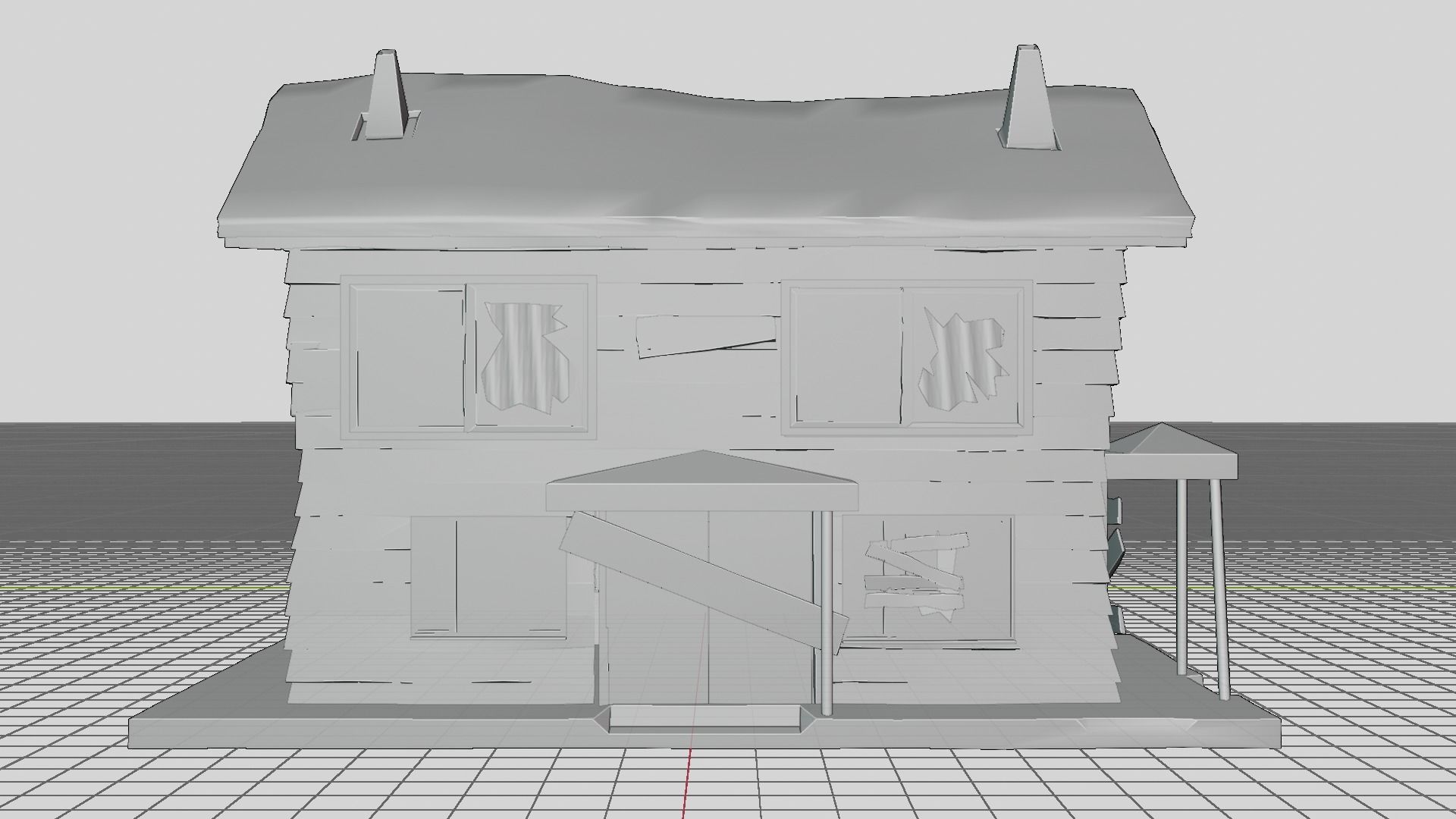 Low-poly Abandoned House  Low-poly 3D model_5