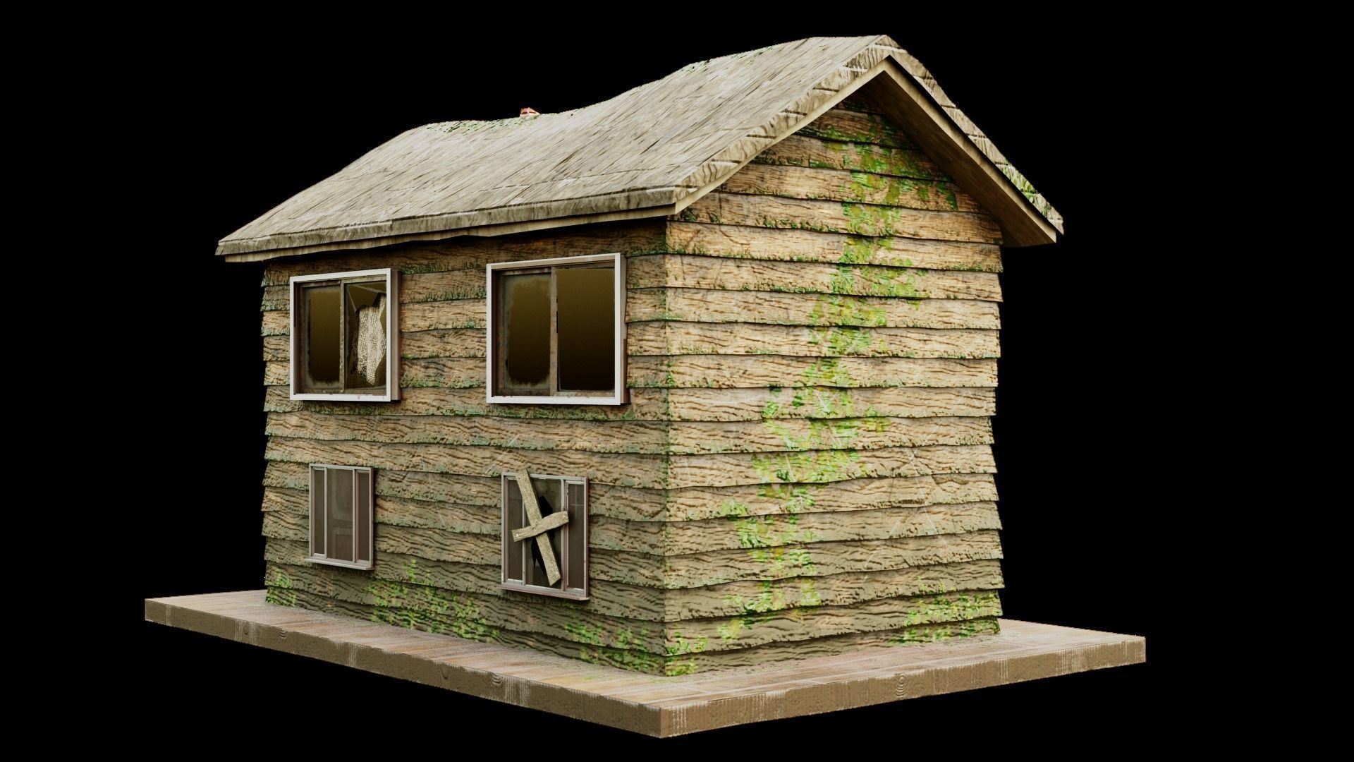 Low-poly Abandoned House  Low-poly 3D model_2