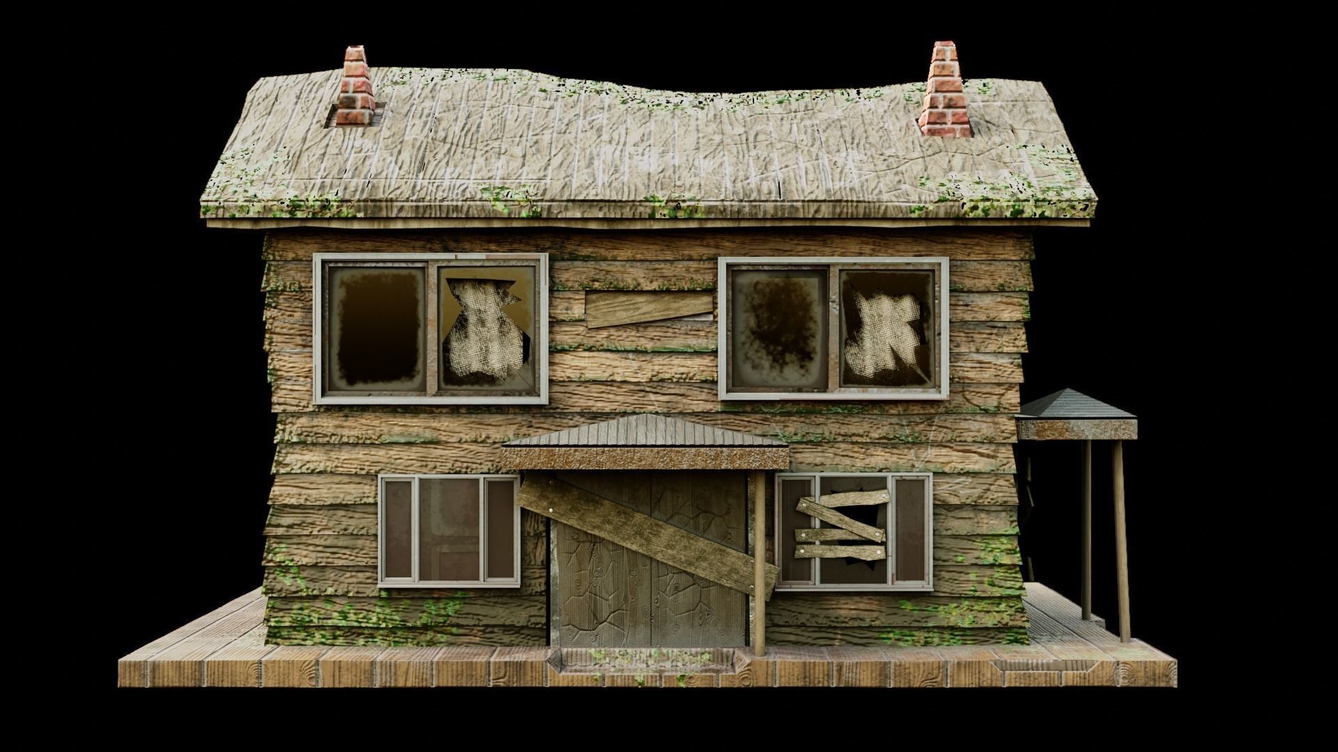 Low-poly Abandoned House  Low-poly 3D model_1