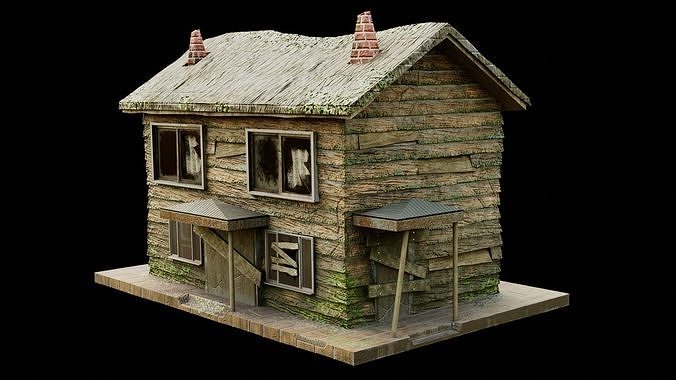 Low-poly Abandoned House  Low-poly 3D model