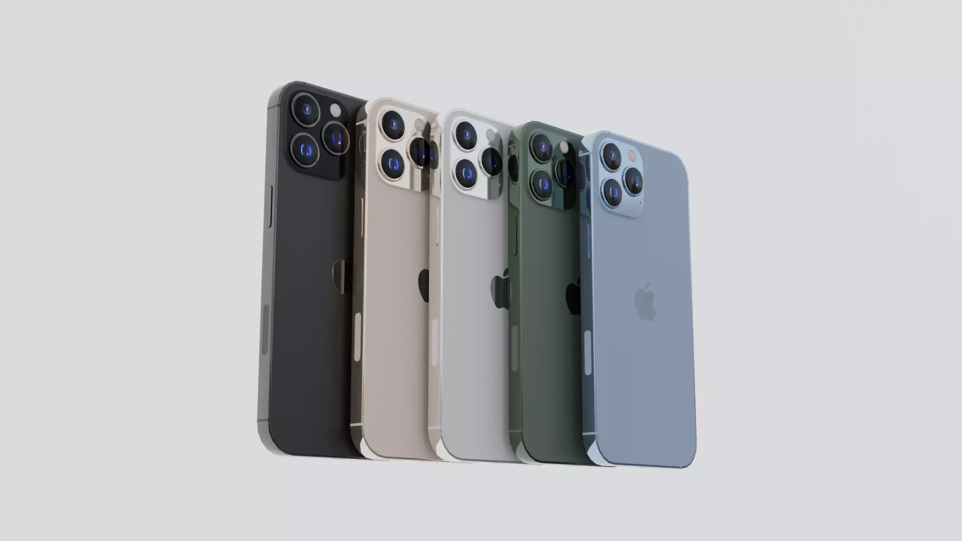 All Iphone 13 Pro Models with colors - 4K texture sets Low-poly 3D model