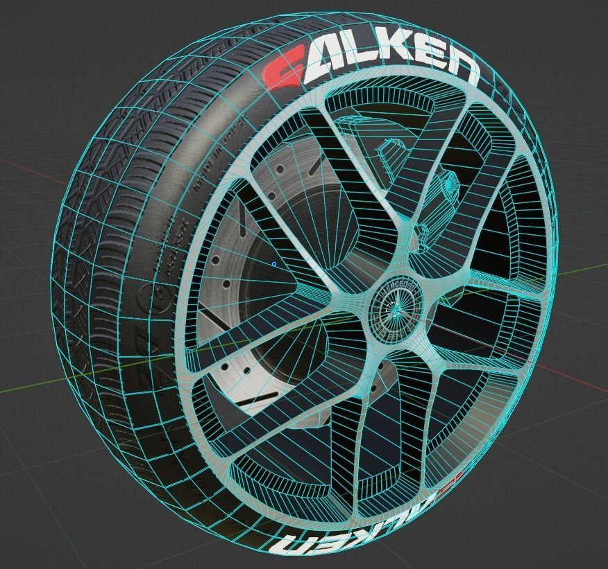 Mercedes Sport Wheel Low-poly 3D model_3