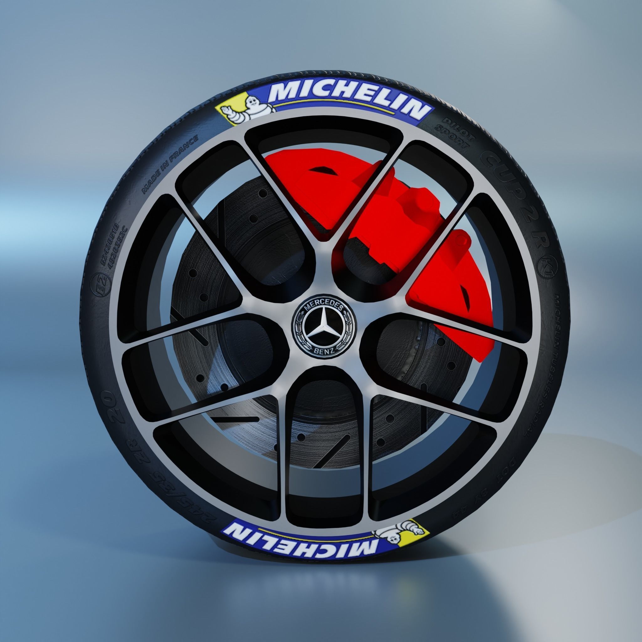 Mercedes Sport Wheel Low-poly 3D model_1