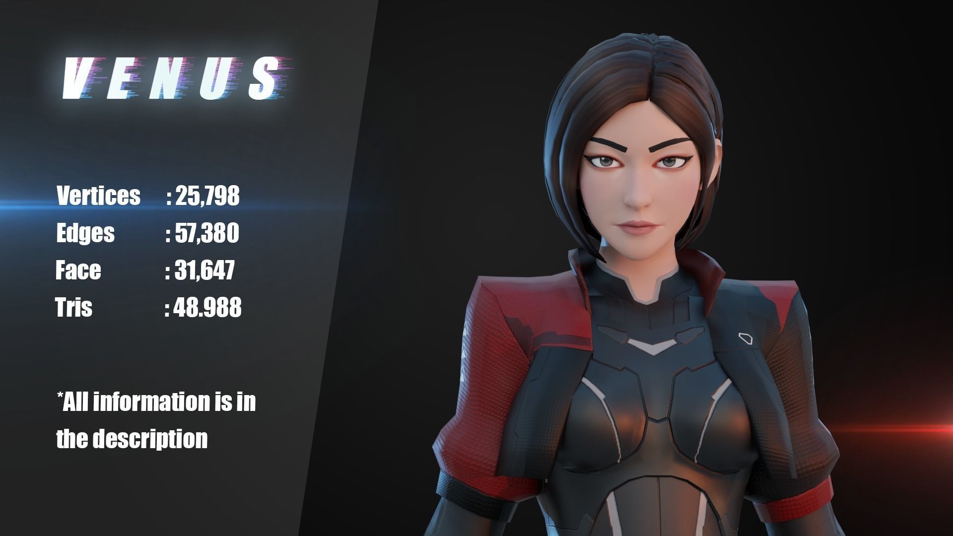 Futuristic Agent - Venus Low-poly 3D model_6