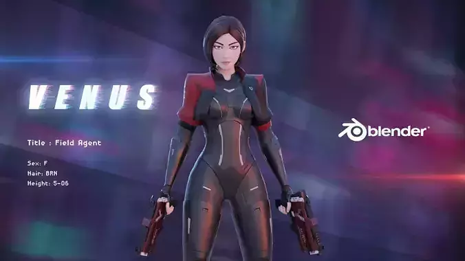 Futuristic Agent - Venus Low-poly 3D model