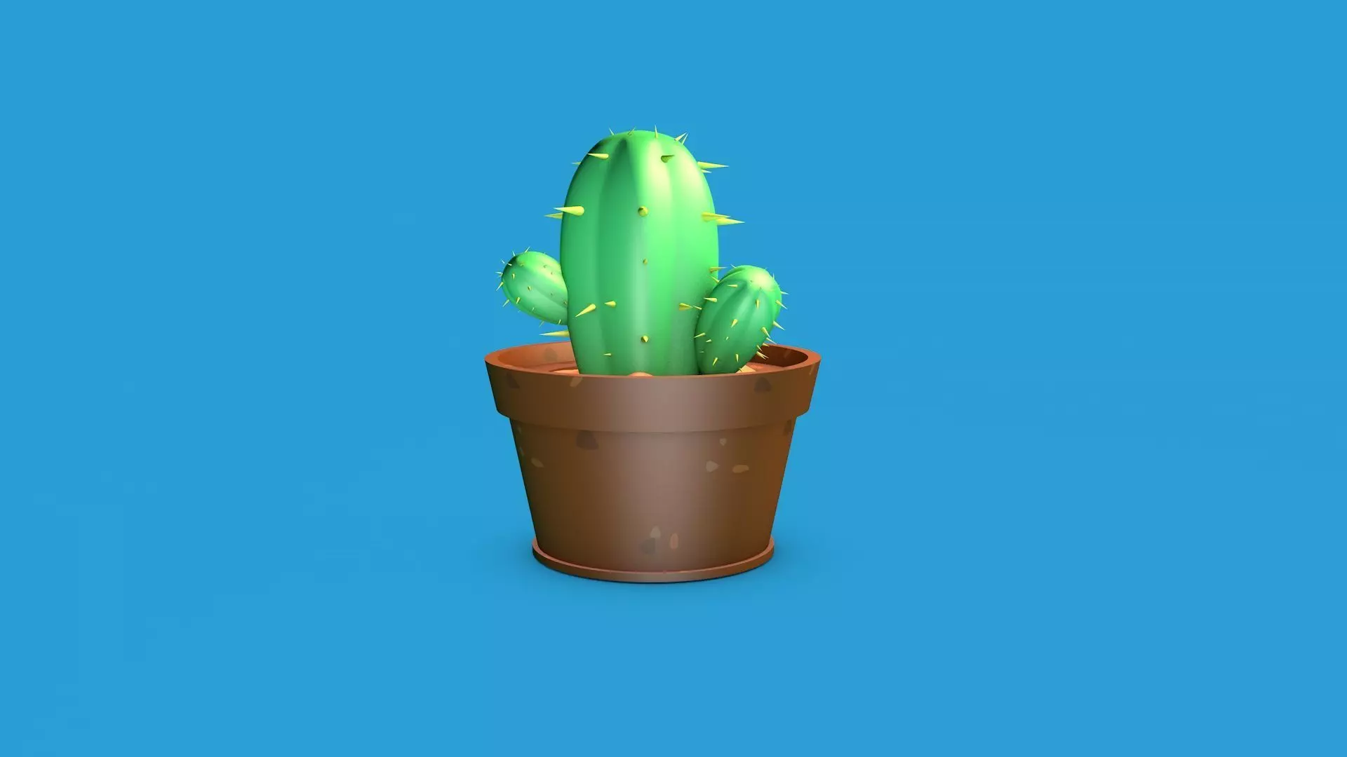 Cactus in a vase Free low-poly 3D model