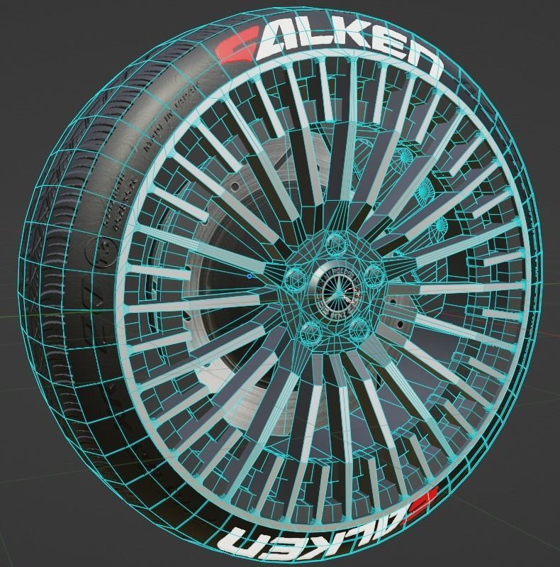 Mercedes Amg H264 Wheel Low-poly 3D model_3