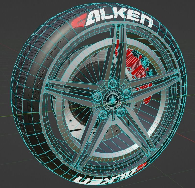 Mercedes Amg N293 Wheel Low-poly 3D model_3