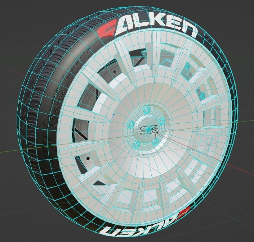 OZ Dark Graphite Wheel Low-poly 3D model_3