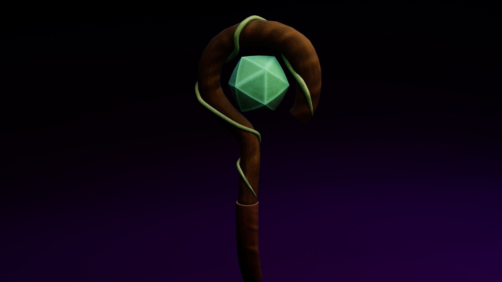 Sorceress woman holding wand Low-poly 3D model_6