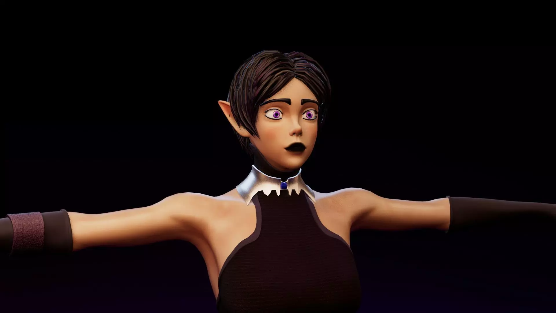 Sorceress woman holding wand Low-poly 3D model_0