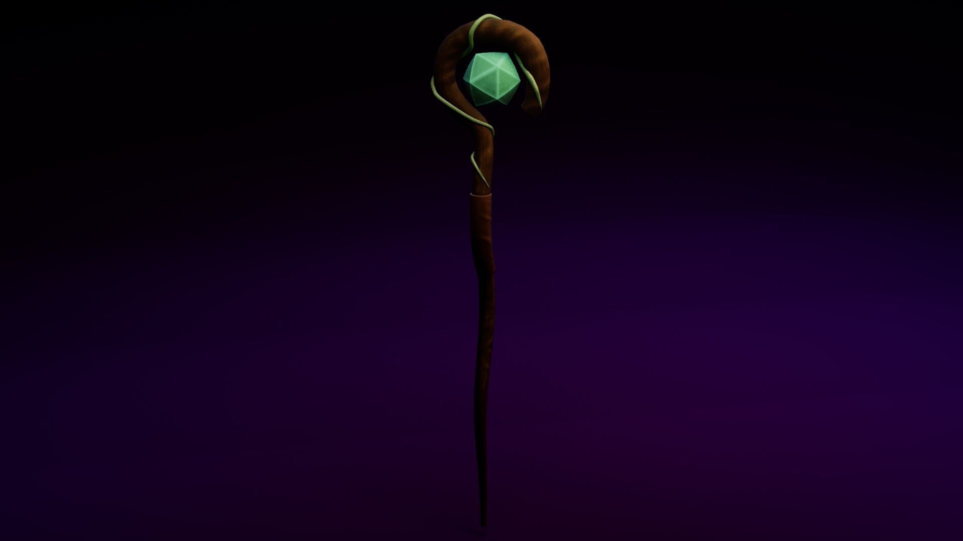 Sorceress woman holding wand Low-poly 3D model_7