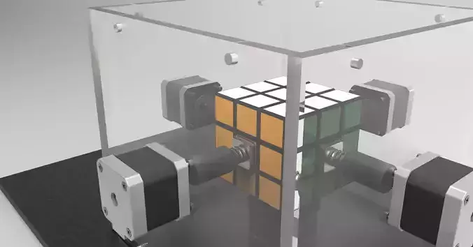 Rubiks Cube solving robot full detailed CAD 3D print model