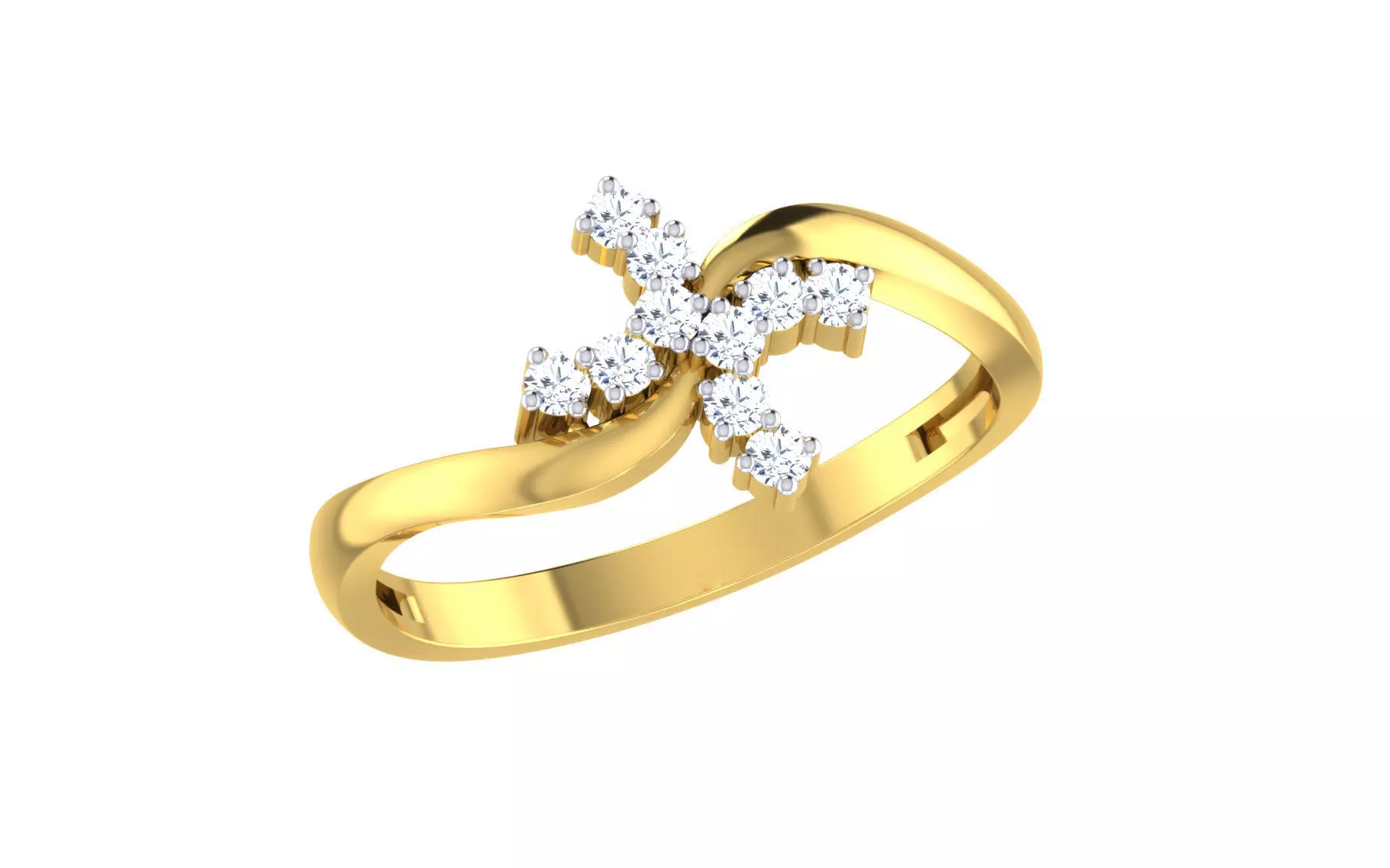 Solitaire Women Engagement Bypass Rings 3D print model