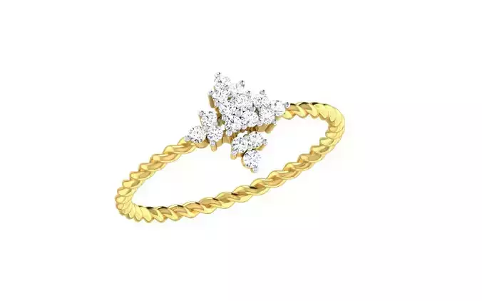 Solitaire Engagement Wedding Twisted Ring 3dm STL OBJ FBX Detail