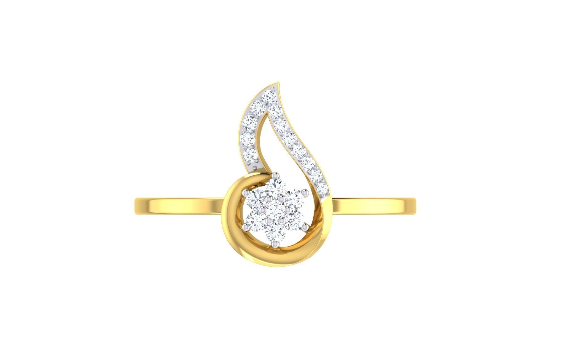 Solitaire Engagement Wedding Band Ring 3D print model_7