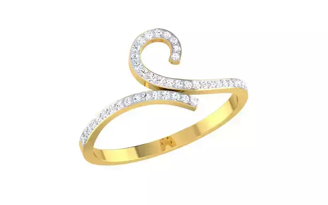 Solitaire Engagement Wedding Bypass Ring  3D print model