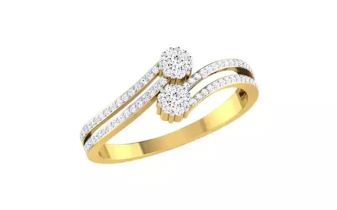 Solitaire Engagement Wedding Bypass Ring  3D print model