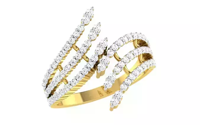 Solitaire Engagement Wedding Bypass Ring  3D print model