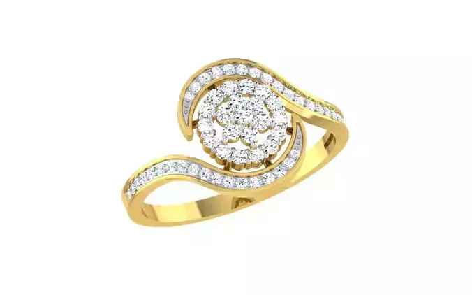Solitaire Engagement Wedding Bypass Ring  3D print model