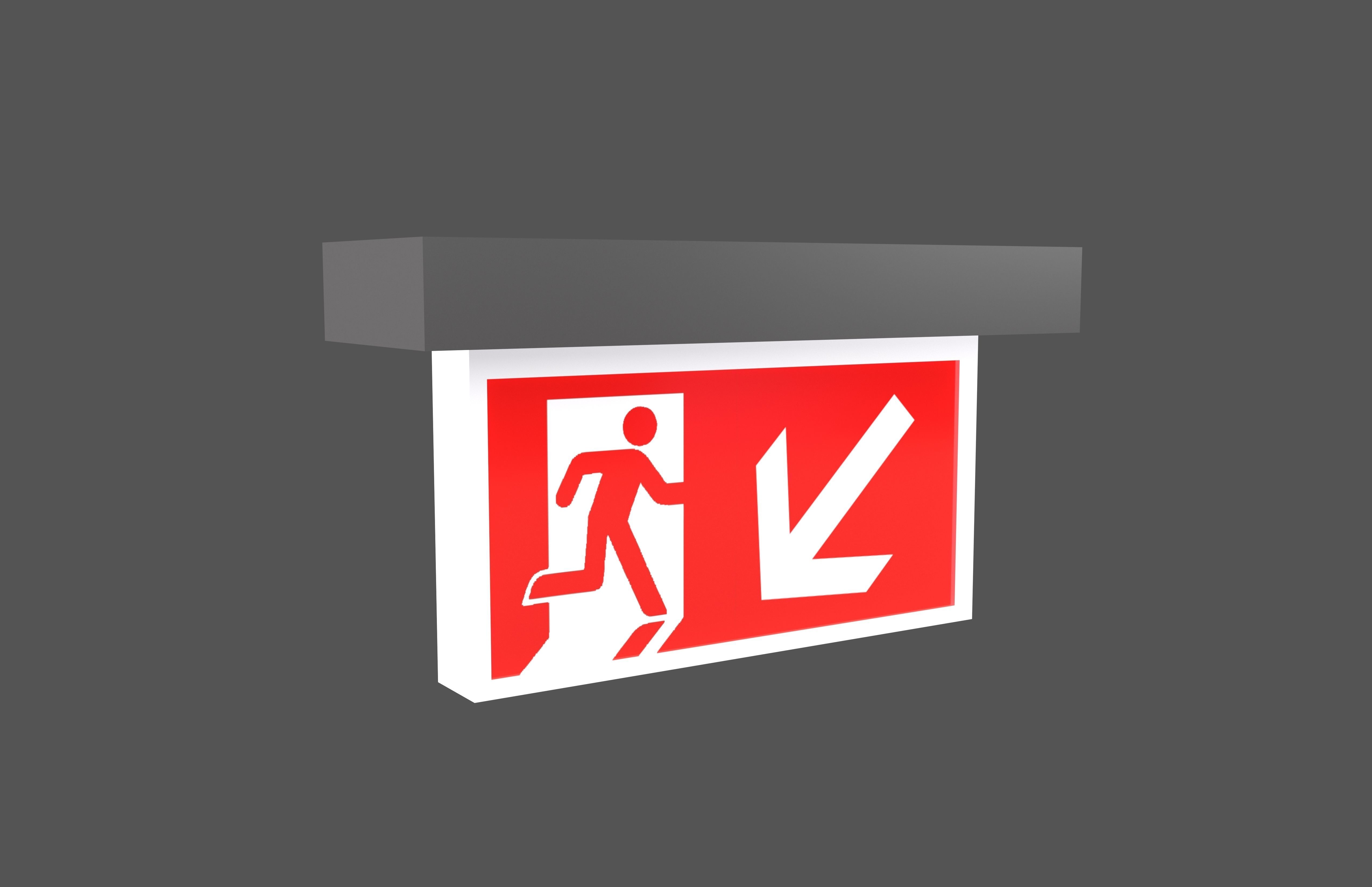 Exit Sign v1 013 Low-poly 3D model_1