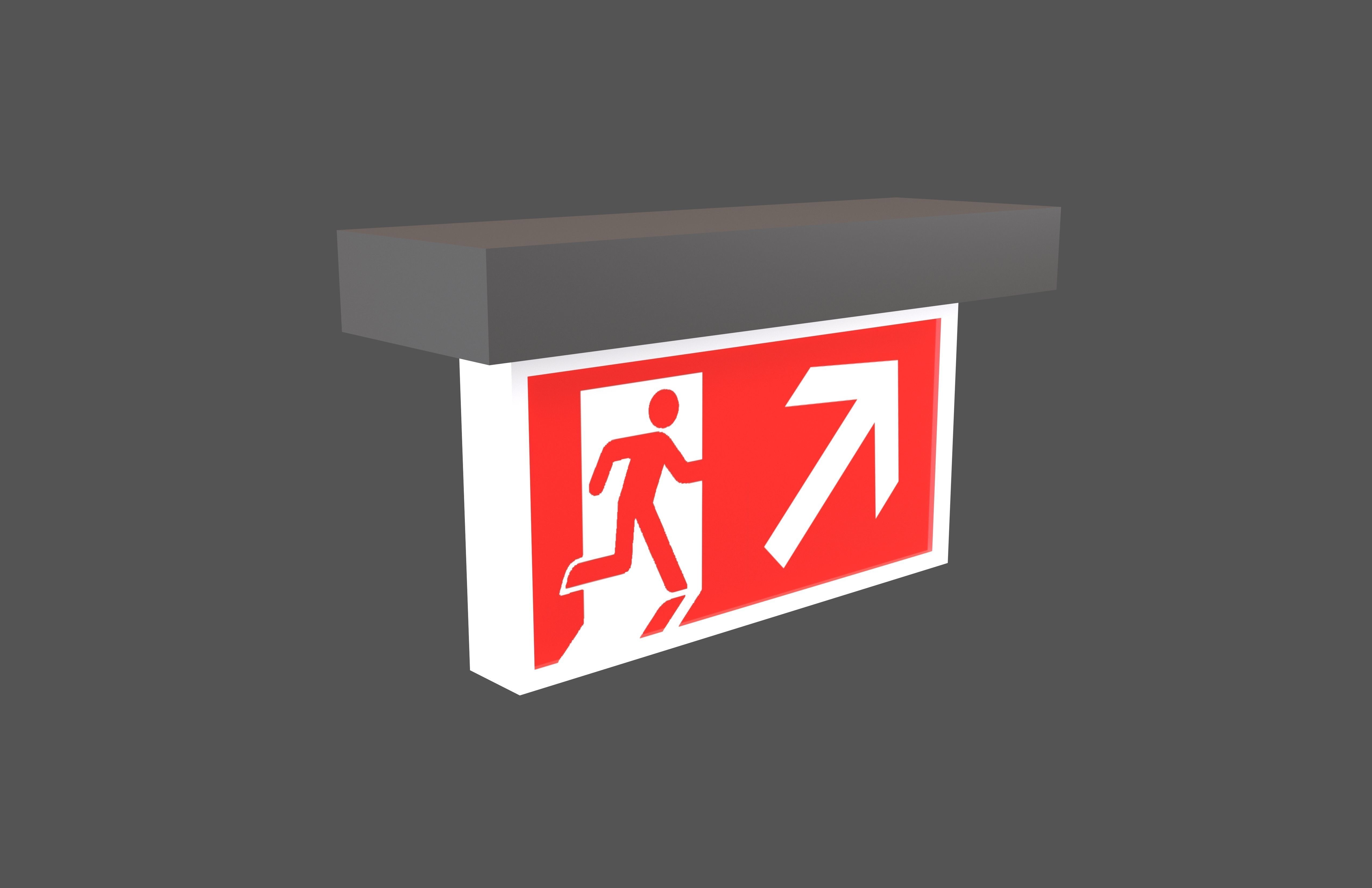 Exit Sign v1 015 Low-poly 3D model_1