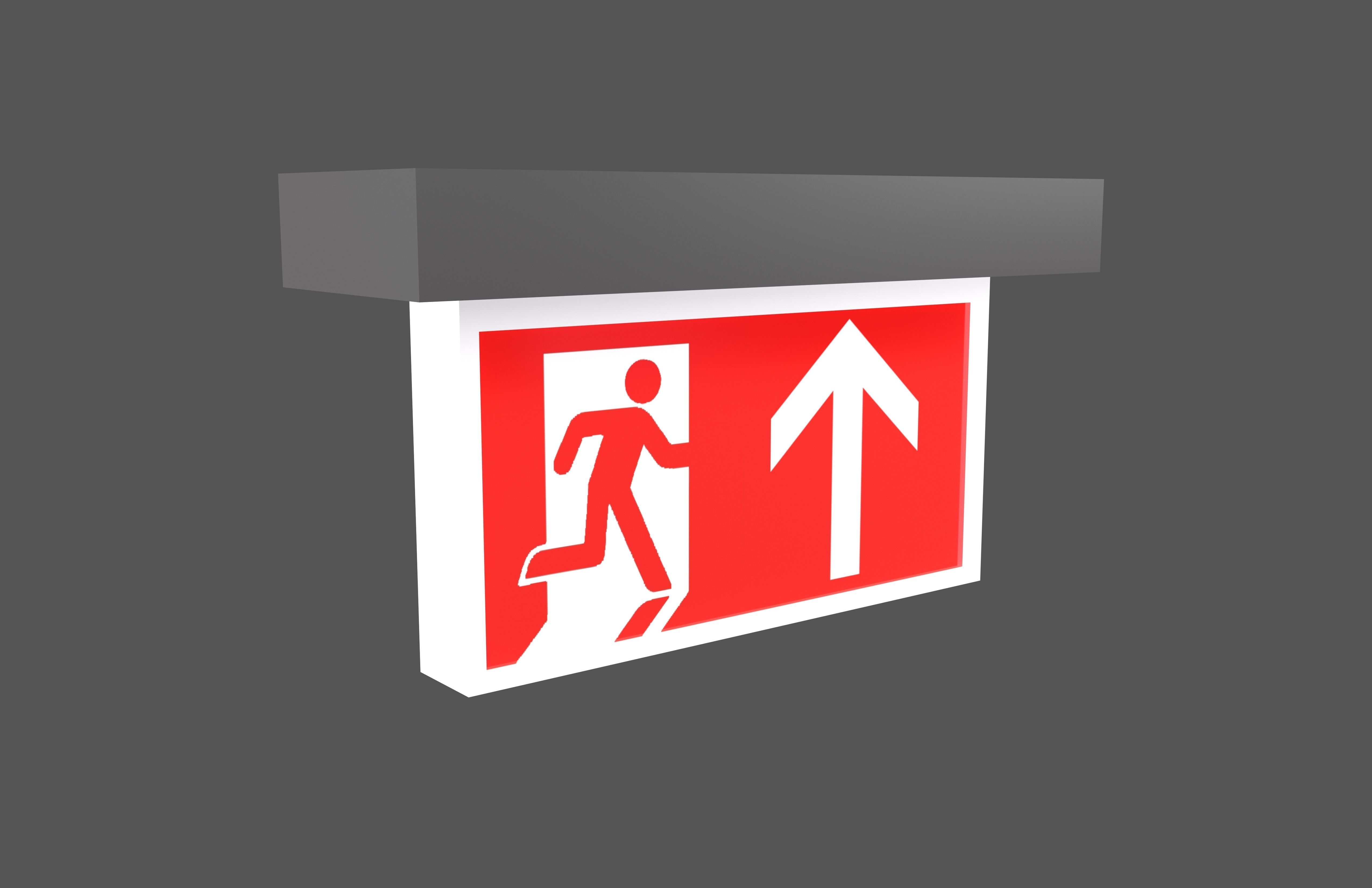 Exit Sign v1 016 Low-poly 3D model_1